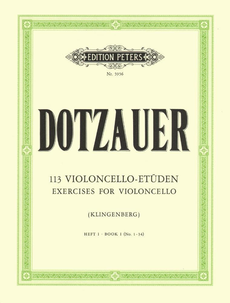 Dotzauer, J Friedrich - 113 Studies for Solo Cello, Volume 1 (Nos 1-34) - edited by Johannes Klingenberg - CF Peters Edition