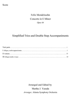 Yasuda - The Mendelssohn Violin Concerto: Trio & Advanced Double Stop Accomp - Dig. Download