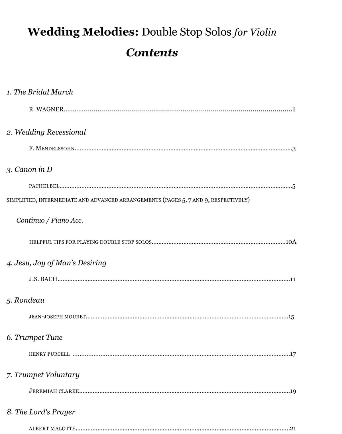 Yasuda, Martha - Wedding Melodies For Solo Violin - Digital Download