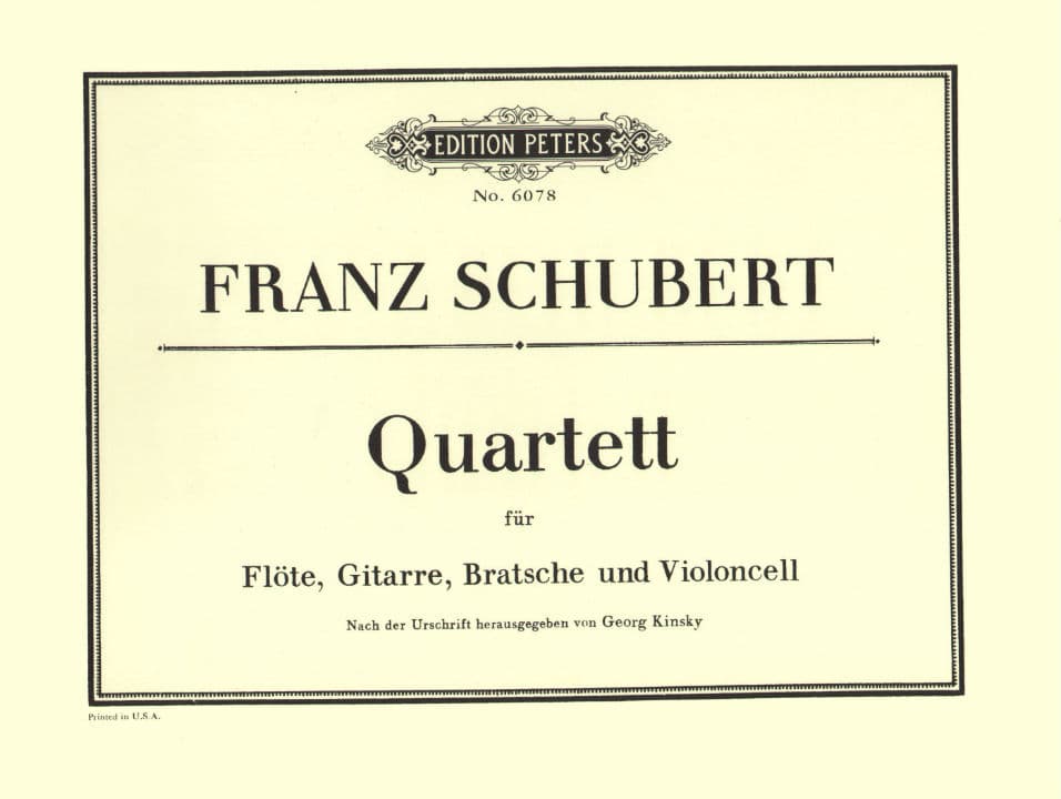 Matiegka/Schubert - Quartet (1814) after Notturno, Op 21 - Flute, Guitar, Viola, and Cello - Edition Peters