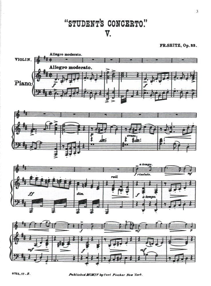 Seitz, Fritz (Friedrich) - Student's Concerto No 5 in D Major, Op 22 -
