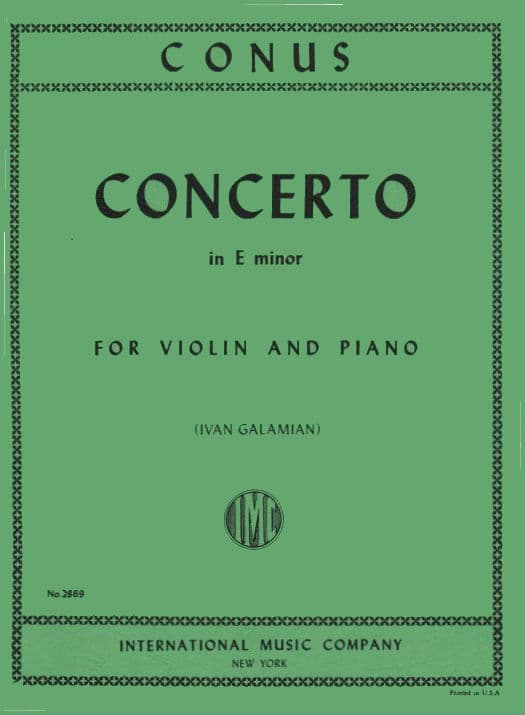 Conus, Julius - Concerto in E Minor for Violin and Piano - edited by I
