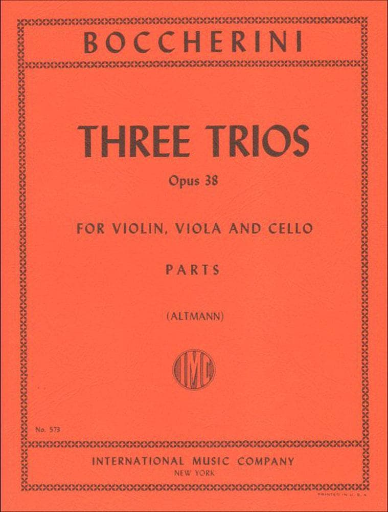 Boccherini, Luigi - 3 Trios Op 38 G 110 - 112 for Violin, Viola and Cello - Arranged by Altmann - International Edition