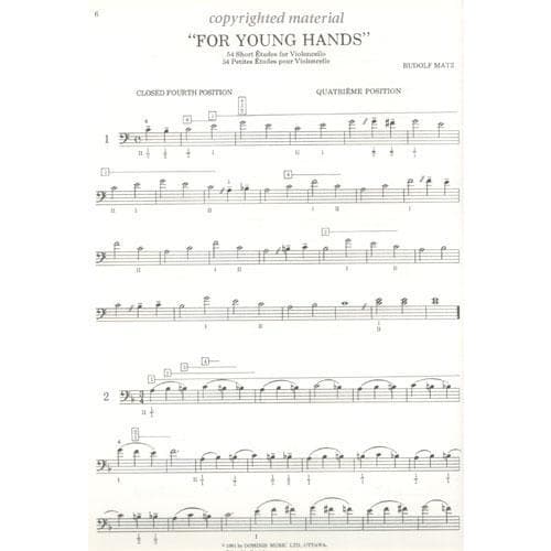 Matz, Rudolf - For Young Hands: 54 Short Etudes for Violoncello - Cello solo - Dominis Music Edition