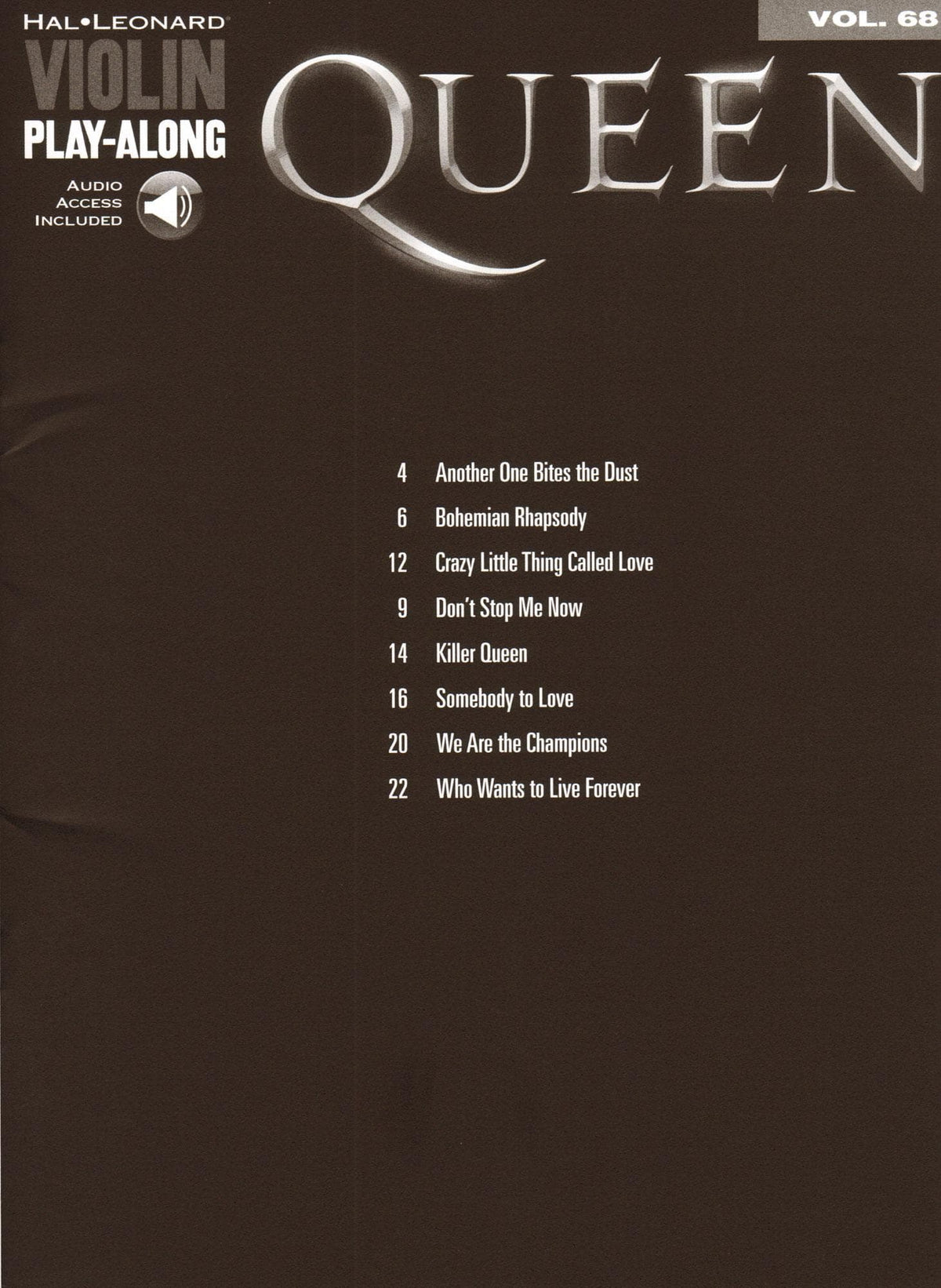 Queen - 8 Favorites - Violin Play-Along Vol. 68 - for Violin with Audio Accompaniment - Hal Leonard