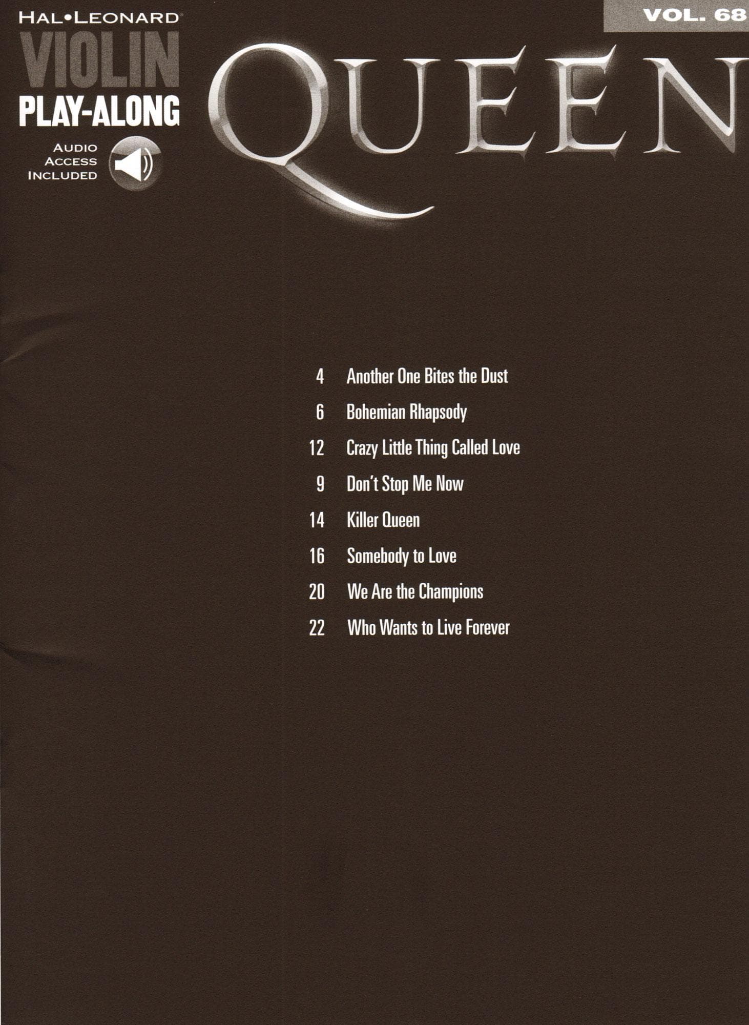 Queen - 8 Favorites - Violin Play-Along Vol. 68 - for Violin with Audio Accompaniment - Hal Leonard