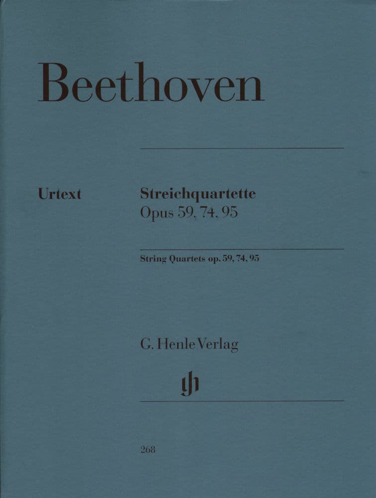 Beethoven, Ludwig - String Quartets Op 59, 74, 95 for Two Violins, Viola and Cello - Henle Verlag URTEXT Edition