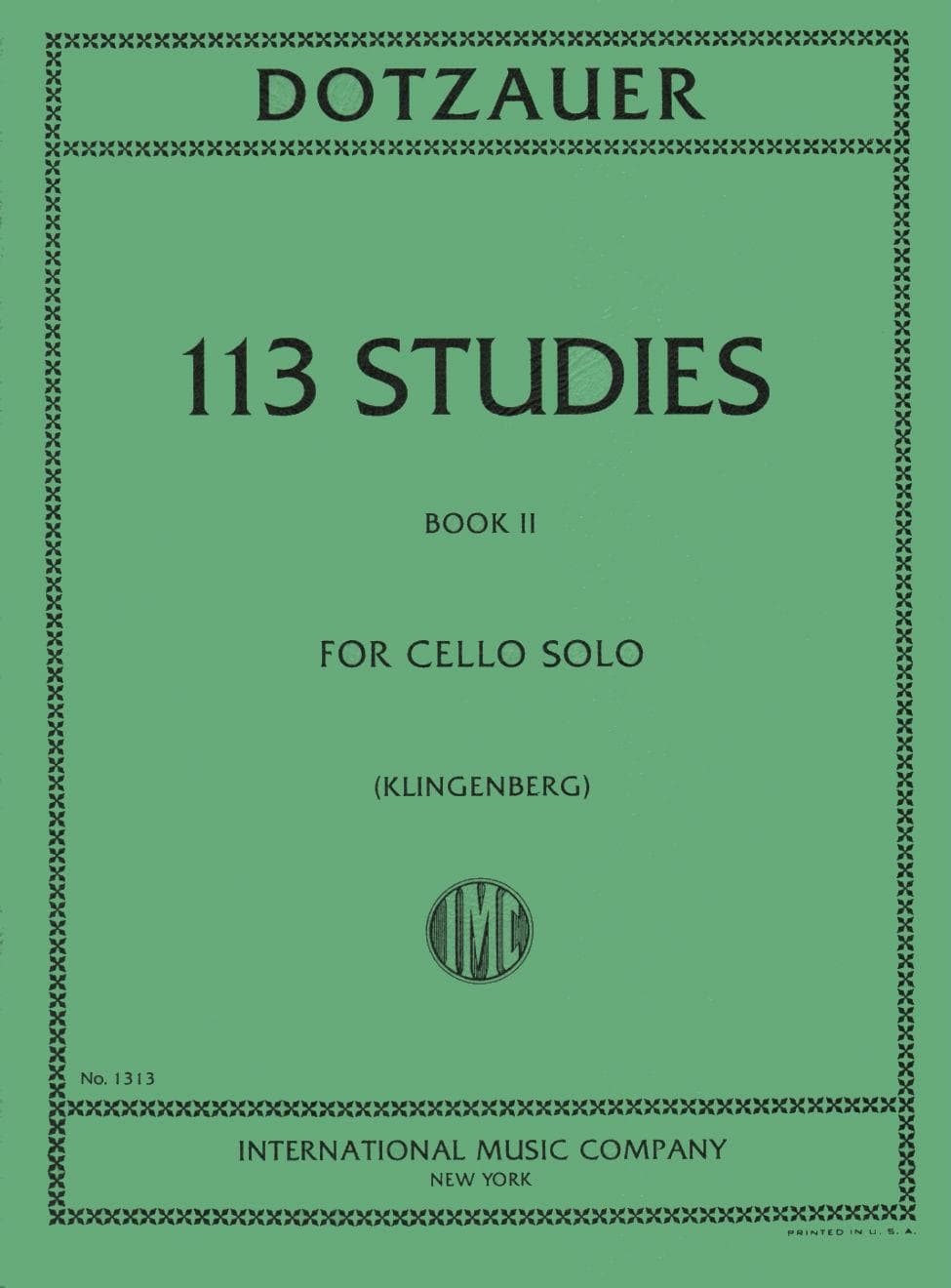 Dotzauer, J Friedrich - 113 Studies for Solo Cello, Volume 2 (Nos 35-62) - edited by Johannes Klingenberg - International Edition