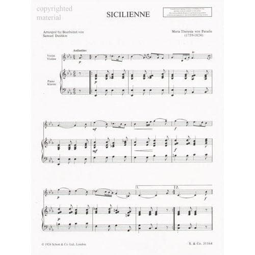 Paradies - Sicilienne For Violin or Cello and Piano Published by Schott Music