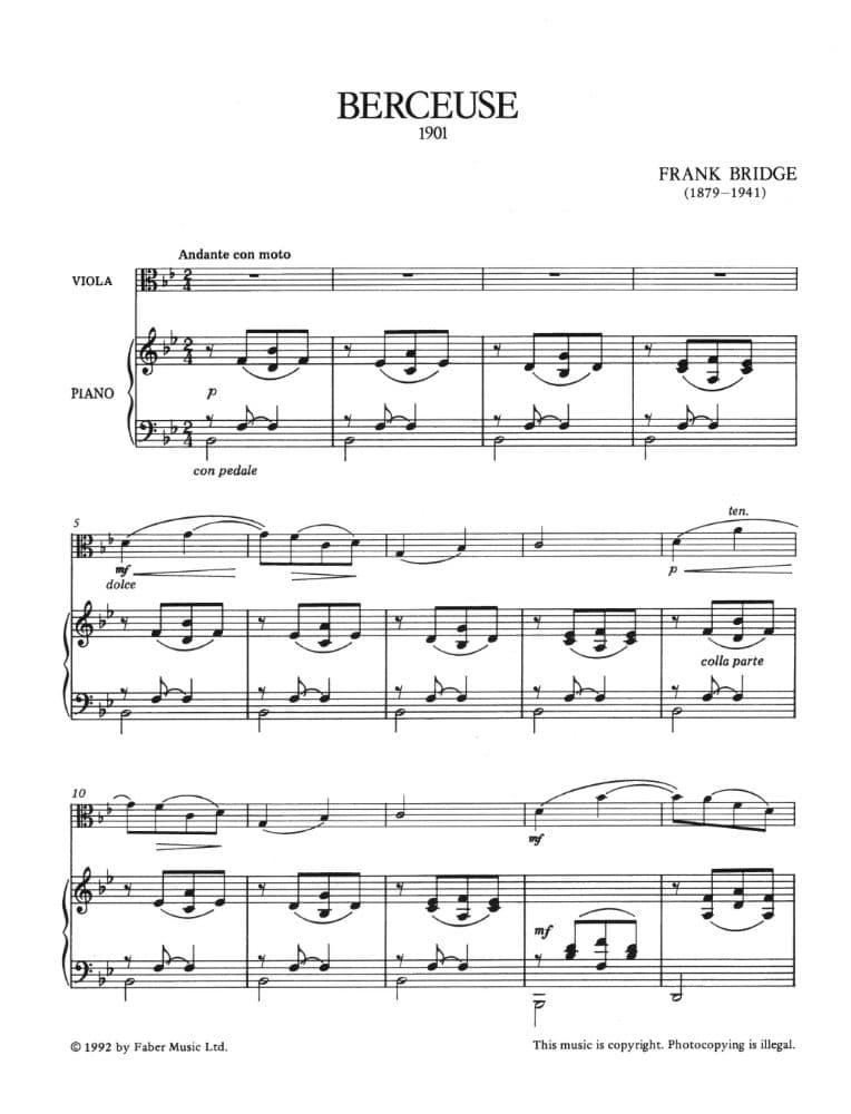 Bridge, Frank - 4 Pieces H 8 - 47 - 26 -96 for Viola and Piano - Faber Music Publication