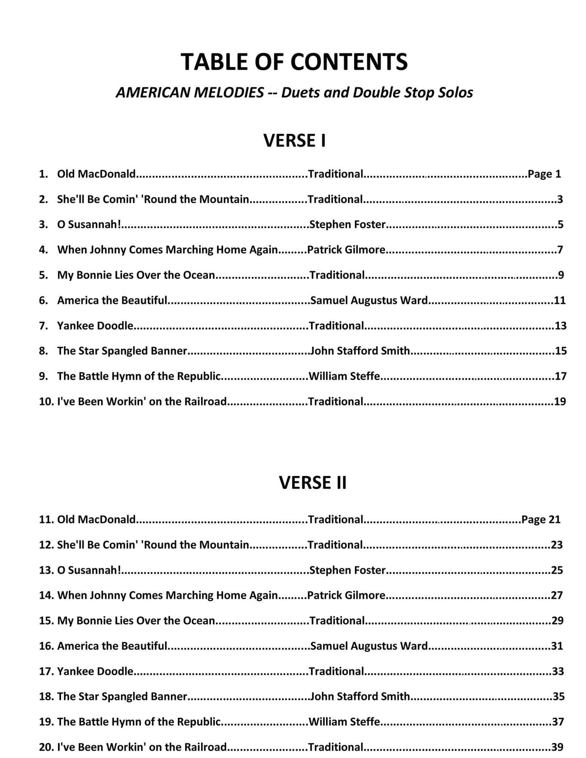 Yasuda, Martha - American Melodies: Double Stop Solos and Duets For Viola, Volume I - Digital Download