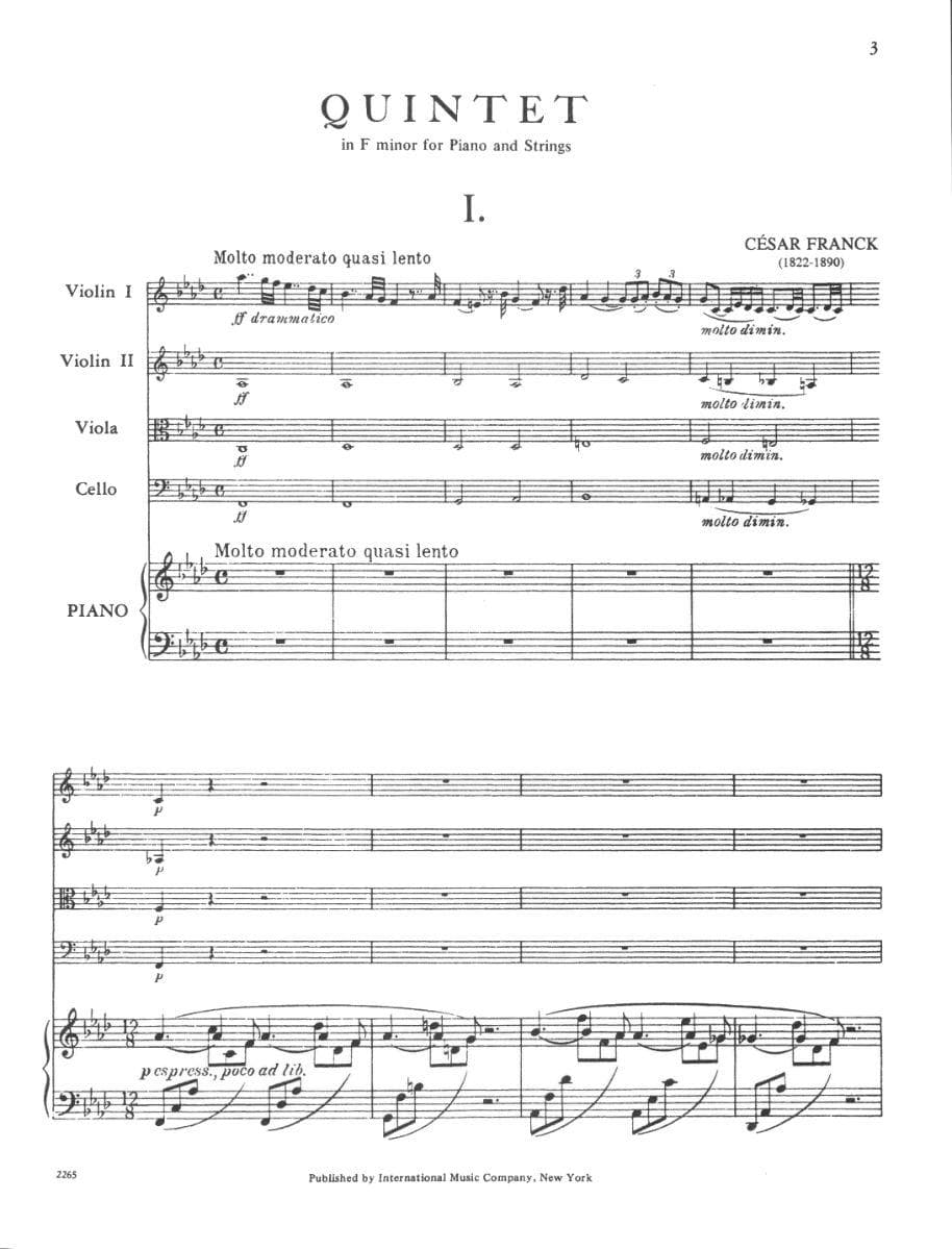 Franck, César - Piano Quintet in f minor - Two Violins, Viola, Cello, and Piano - International Edition