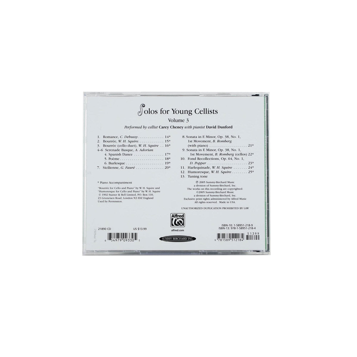 Solos for Young Cellists: Volume 3 CD by Carey Cheney