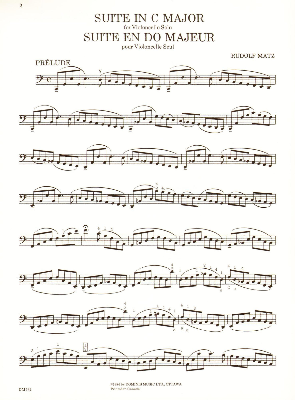 Matz, Rudolf - Suite in C Major - Cello solo - Dominis Music Edition