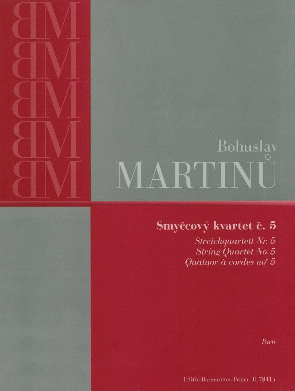 Martinů, Bohuslav - String Quartet No 5 - Two Violins, Viola, and Cello - Praha Edition (Bärenreiter)