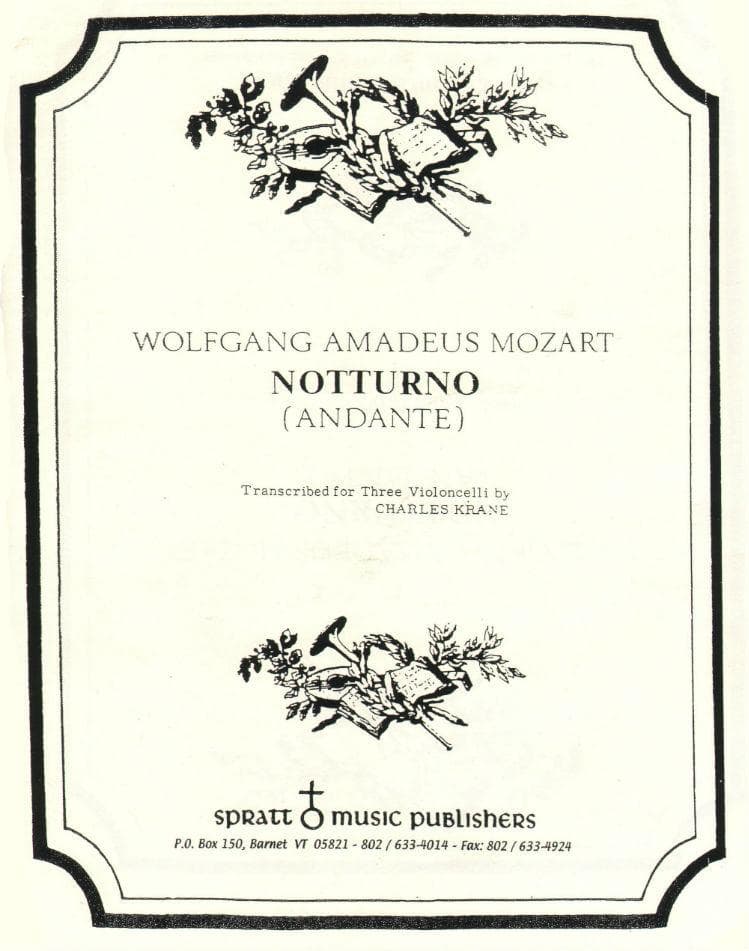 Mozart, WA - Notturno (Andante) - Three Cellos - transcribed by Charles Krane - Spratt Music Publishers