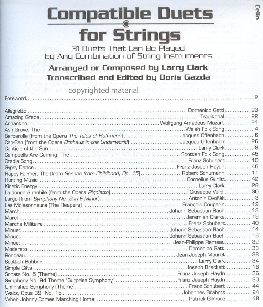 Gazda / Clark - Compatible Duets for Strings - Cello - Carl Fischer