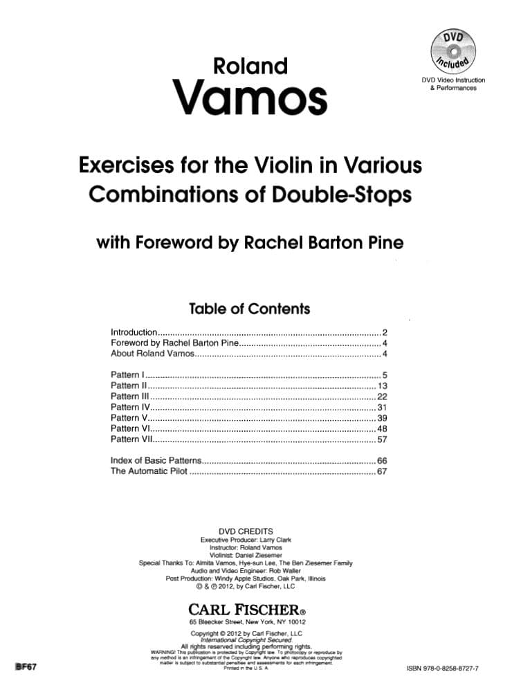 Vamos, Roland - Exercises for the Violin in Various Combinations of Double-Stops -  Carl Fischer Edition