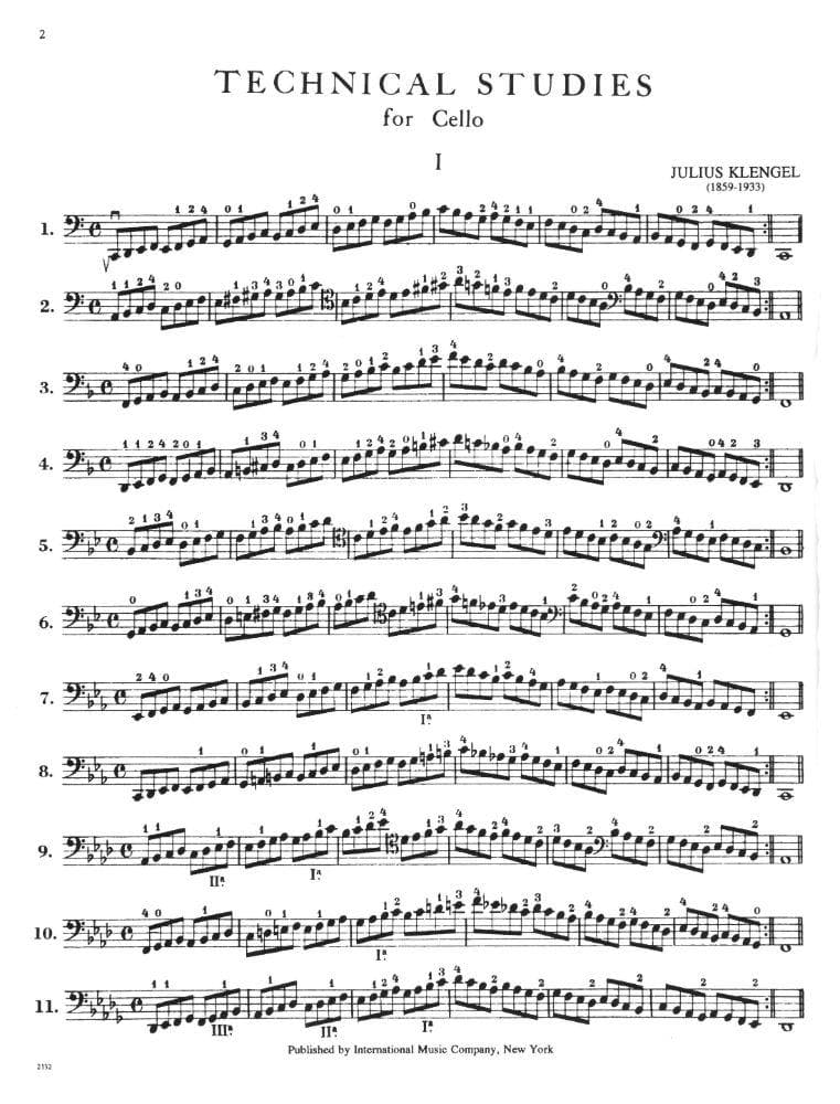 Klengel, Julius - Technical Studies, Volume 2 - Cello solo - edited by Leonard Rose - International Music Co