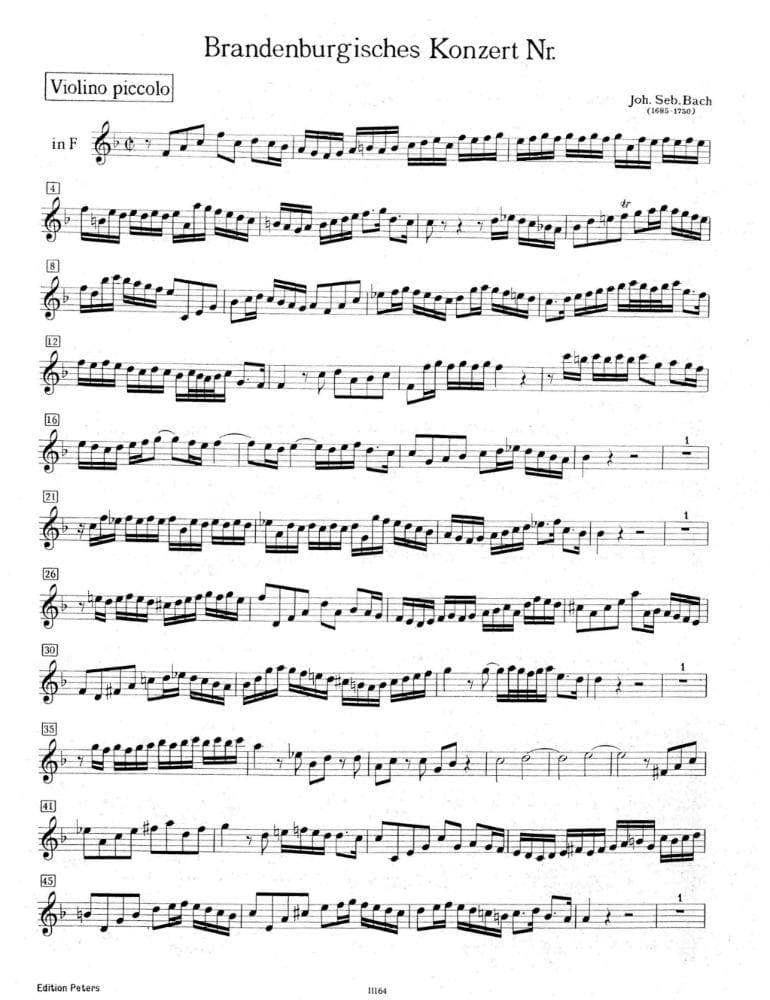 Bach, J.S. - Brandenburg Concerto No. 1 BWV 1046 for Piccolo - Peters Edition