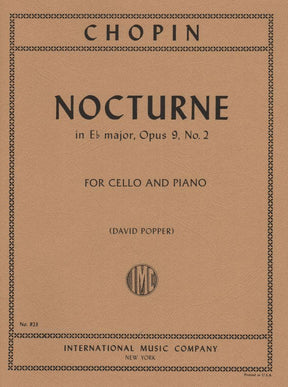 Nocturne in E-flat Major, Op 9 No 2 - Chopin, Frederic - Cello and Piano - arranged by David Popper - International Music Company