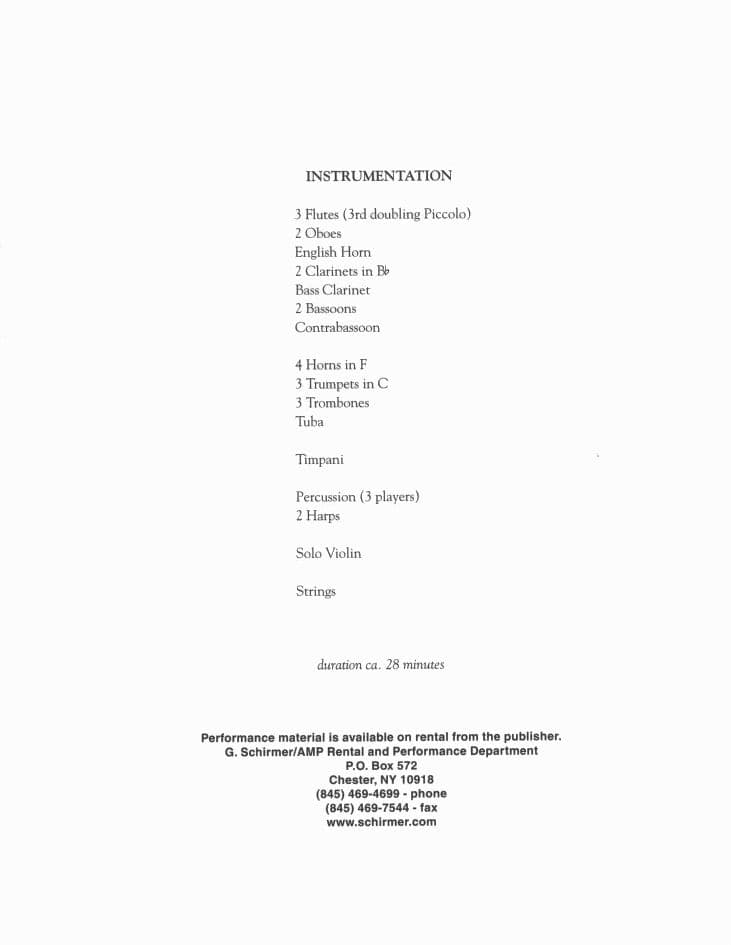Husa, Karel - Concerto for Violin and Orchestra - Violin and Piano - Associated Music Publishers