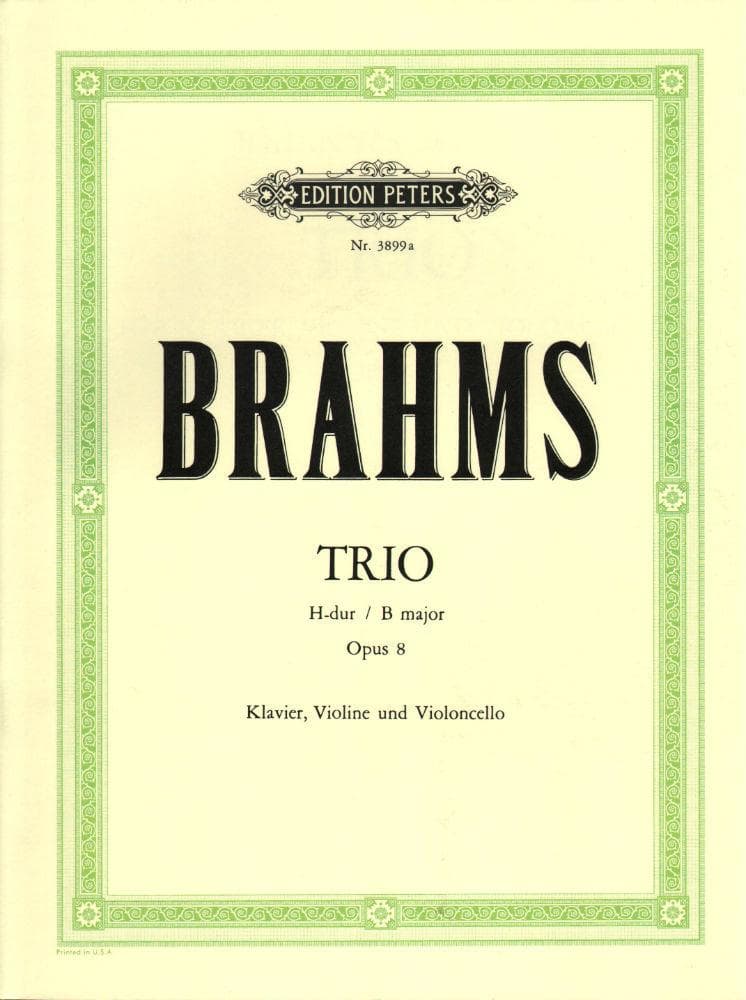 Brahms, Johannes - Piano Trio No 1 in B Major Op 8 Set of Parts for Violin,  Cello and Piano - Arranged by Schumann - Peters Edition