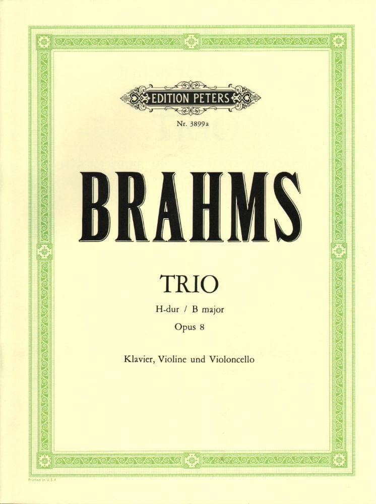 Brahms, Johannes - Piano Trio No 1 in B Major Op 8 Set of Parts for Violin, Cello and Piano - Arranged by Schumann - Peters Edition