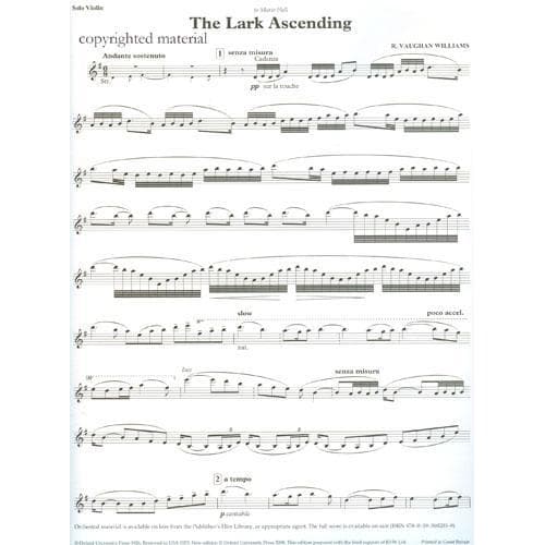 Vaughan Williams, Ralph - The Lark Ascending, for Violin & Piano Published by Oxford University Press