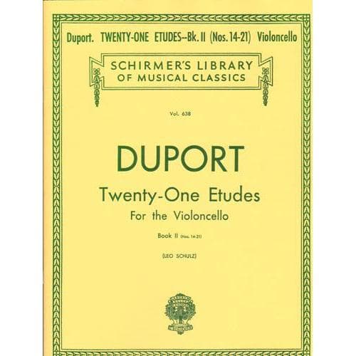 Duport, Jean-Louis - 21 Etudes for the Violoncello, Book 2 (Nos 14-21) - Cello solo - edited by Leo Schulz - G Schirmer Edition