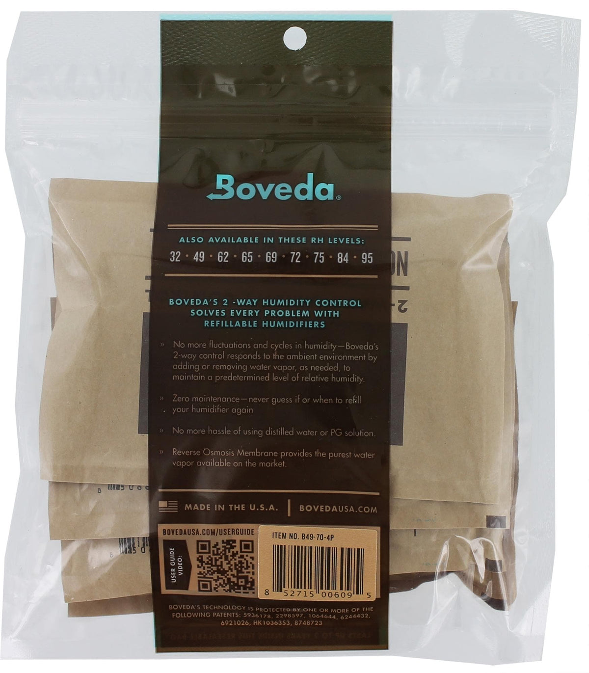 Boveda Two-Way Humidity Packs - 49% RH - 4-Pack