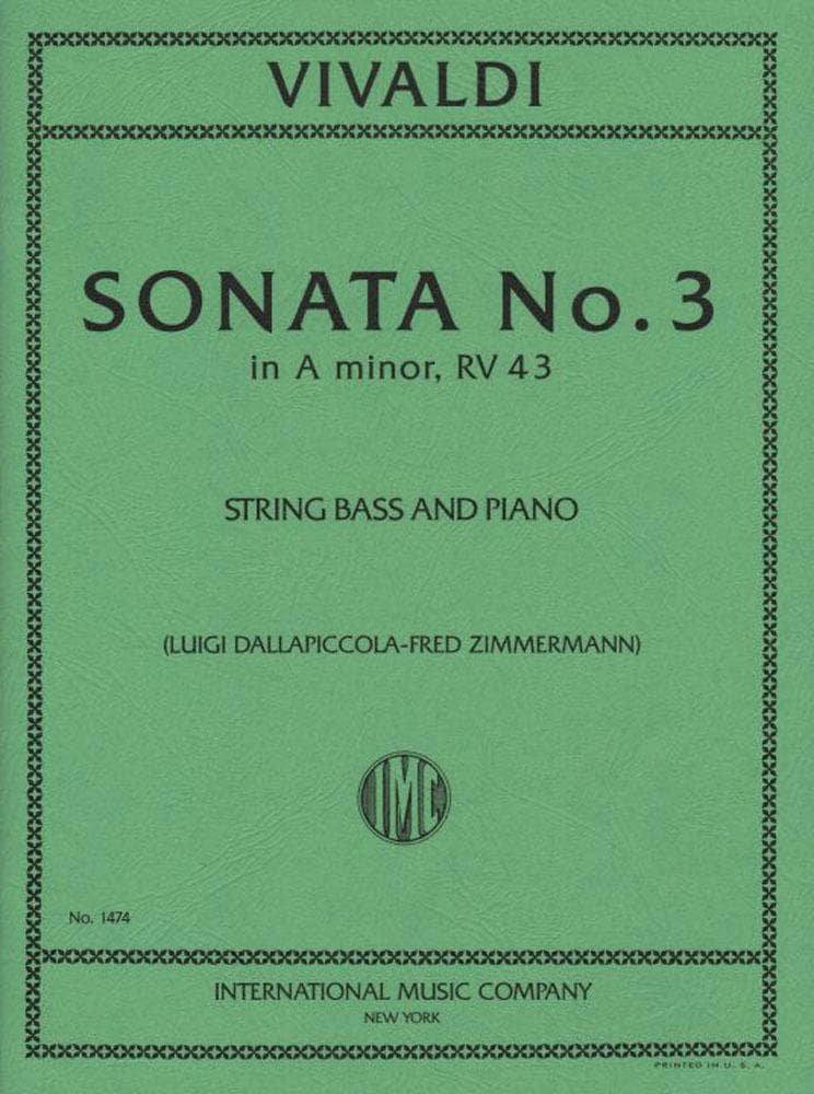 Vivaldi, Antonio - Sonata No 3 in a minor, RV 43 For Bass and Piano Ed