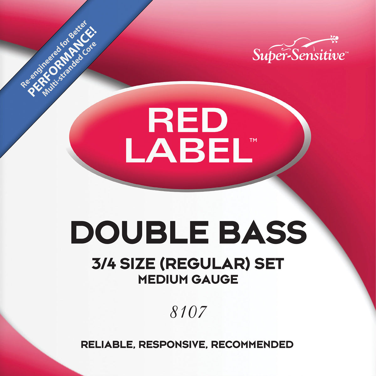 Bulk Super Sensitive Red Label Bass String Set 3/4
