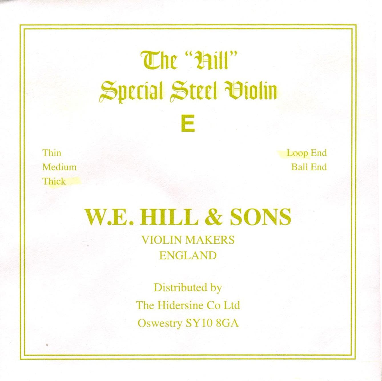 Hill & Sons Special Steel Violin E String