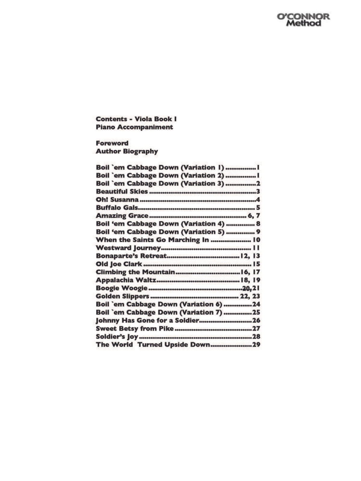 O'Connor Viola Method Book I - Piano Accompaniment - Digital Download