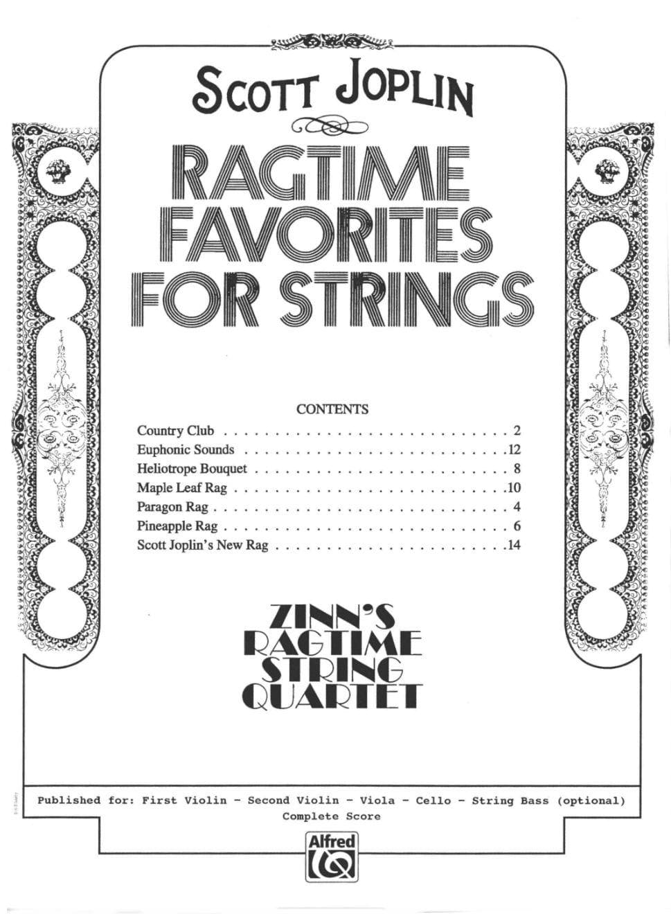 Joplin, Scott - Ragtime Favorites for Strings - Violin 1 part - arranged by William Zinn - Belwin-Mills Publishing