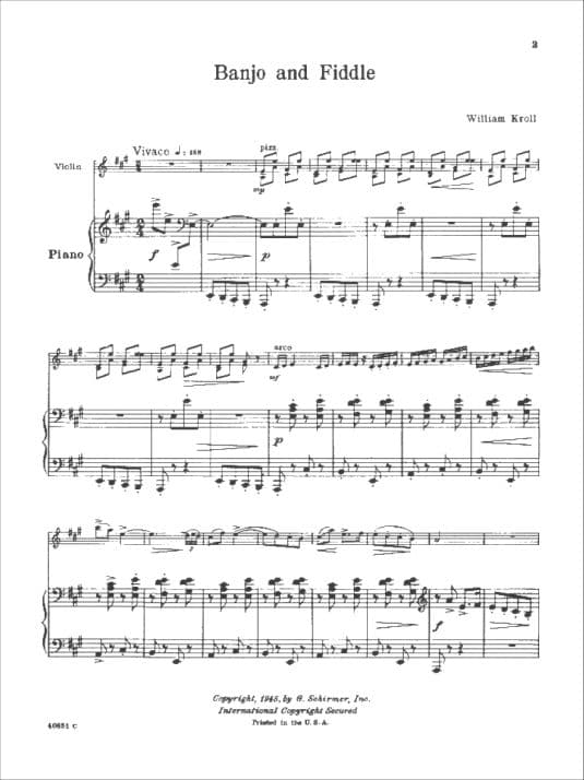Kroll, William - Banjo and Fiddle - Violin and Piano - G Schirmer Edition