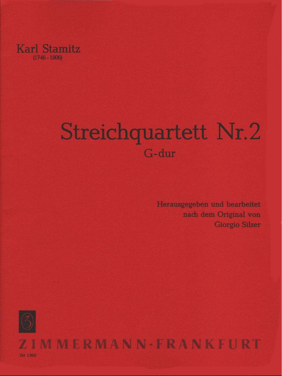 Stamitz - Quartet No 2 In G Major Published by Zimmermann - Frankfurt