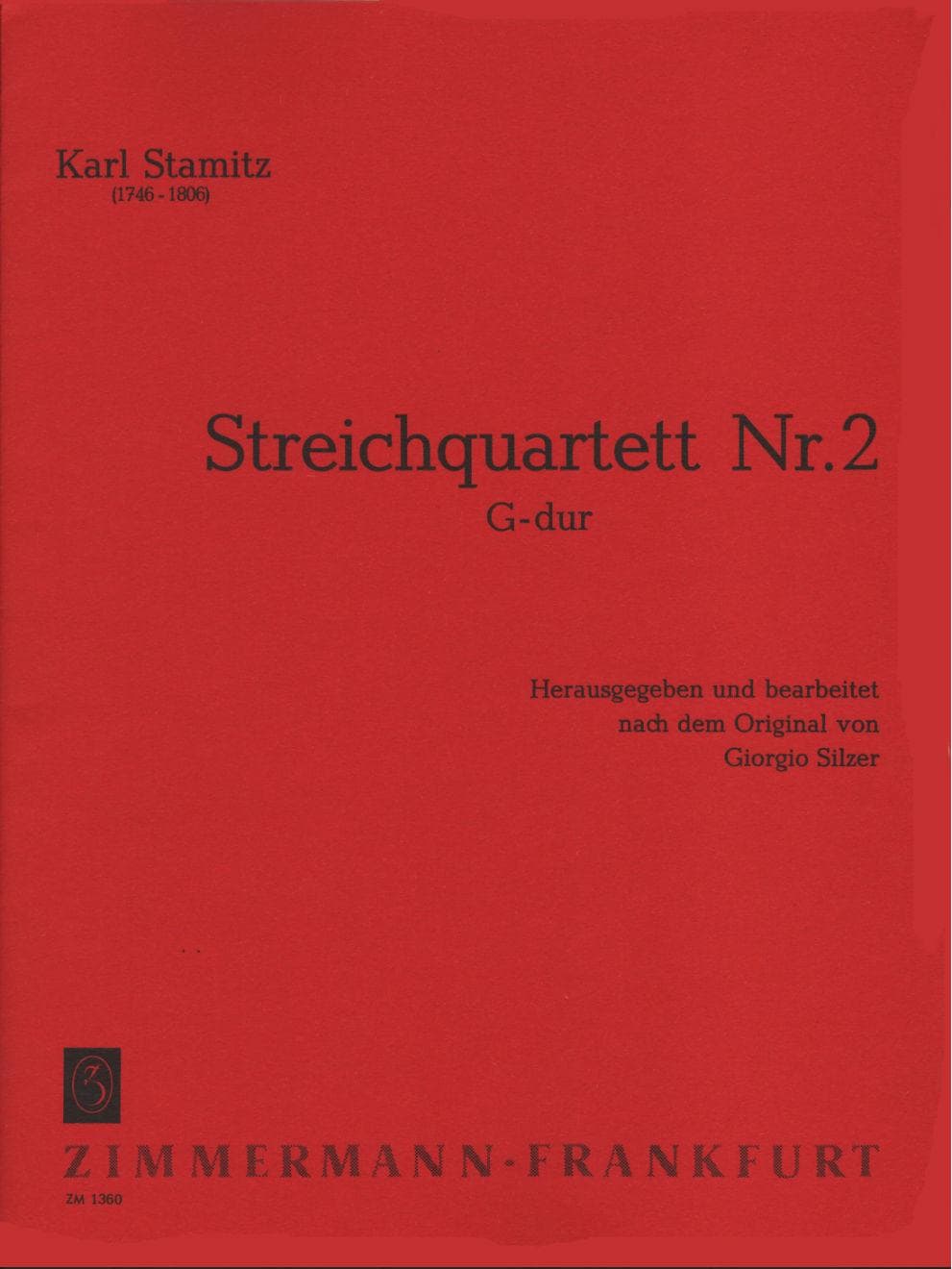 Stamitz - Quartet No 2 In G Major Published by Zimmermann - Frankfurt