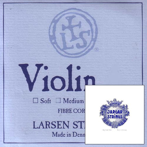 Larsen Custom Violin String Set with Ball-End Jargar E - 4/4 size - Medium Gauge