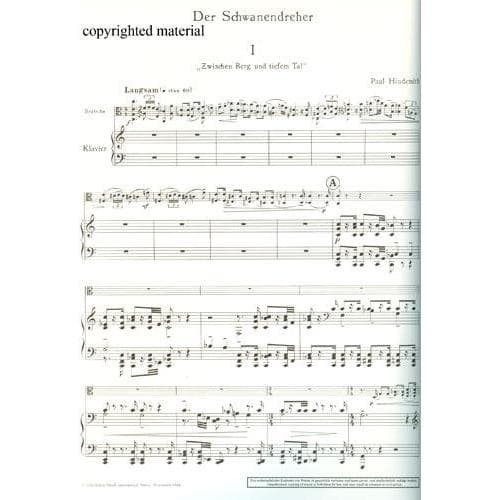 Hindemith, Paul - Der Schwanendreher - Viola and Piano - Schott Edition