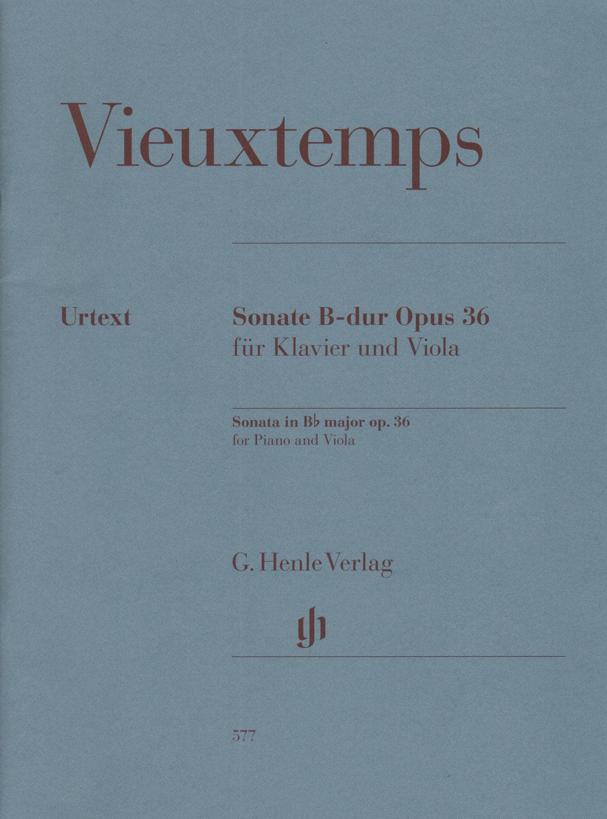 Vieuxtemps, Henri - Sonata in B-flat Major, Opus 36 - for Viola and Piano - edited by Peter Jost - G Henle Verlag URTEXT
