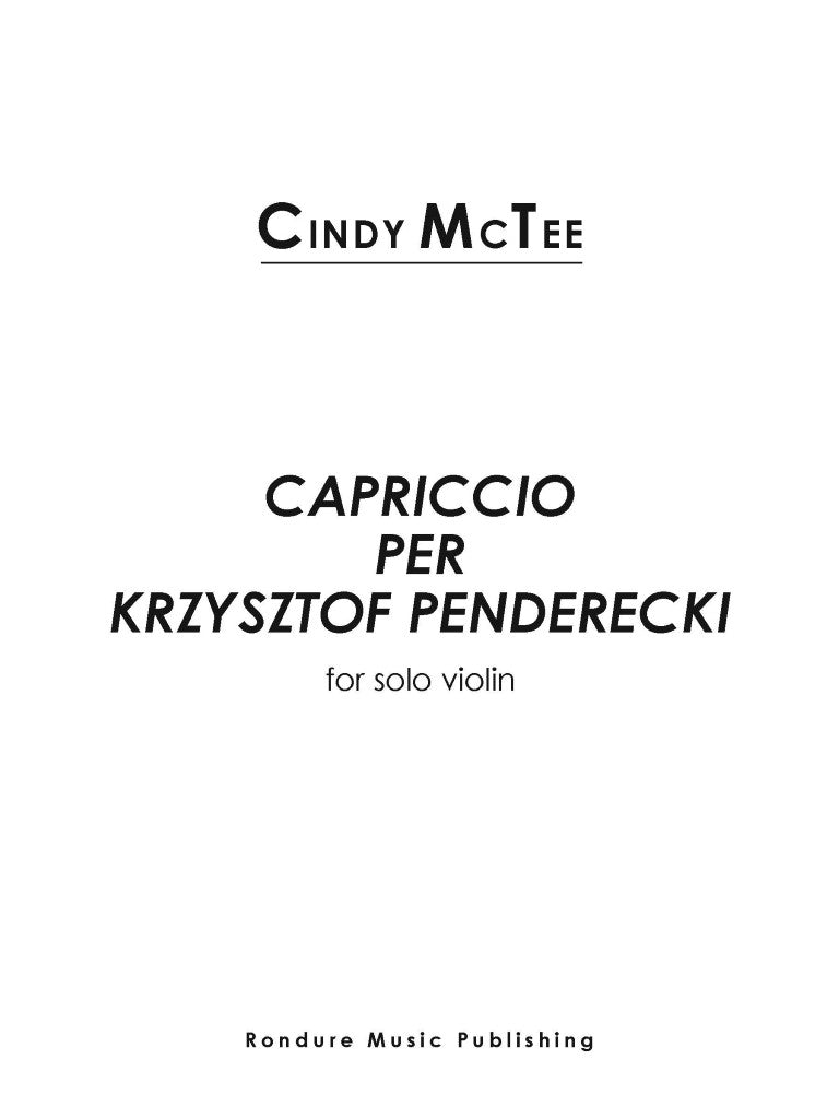 McTee-Capriccio Per Krzysztof Penderecki Vn Solo