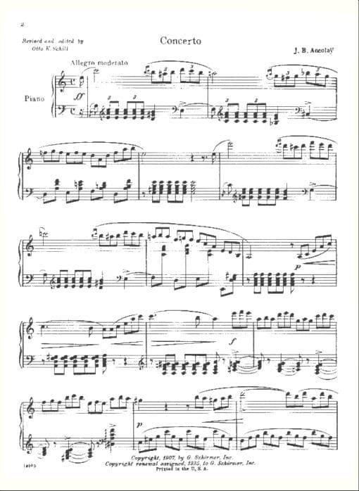 Accolay, J B - Concerto No 1 in A Minor for the Violin - Violin and Piano - arranged by Otto K Schill - G Schirmer, Inc
