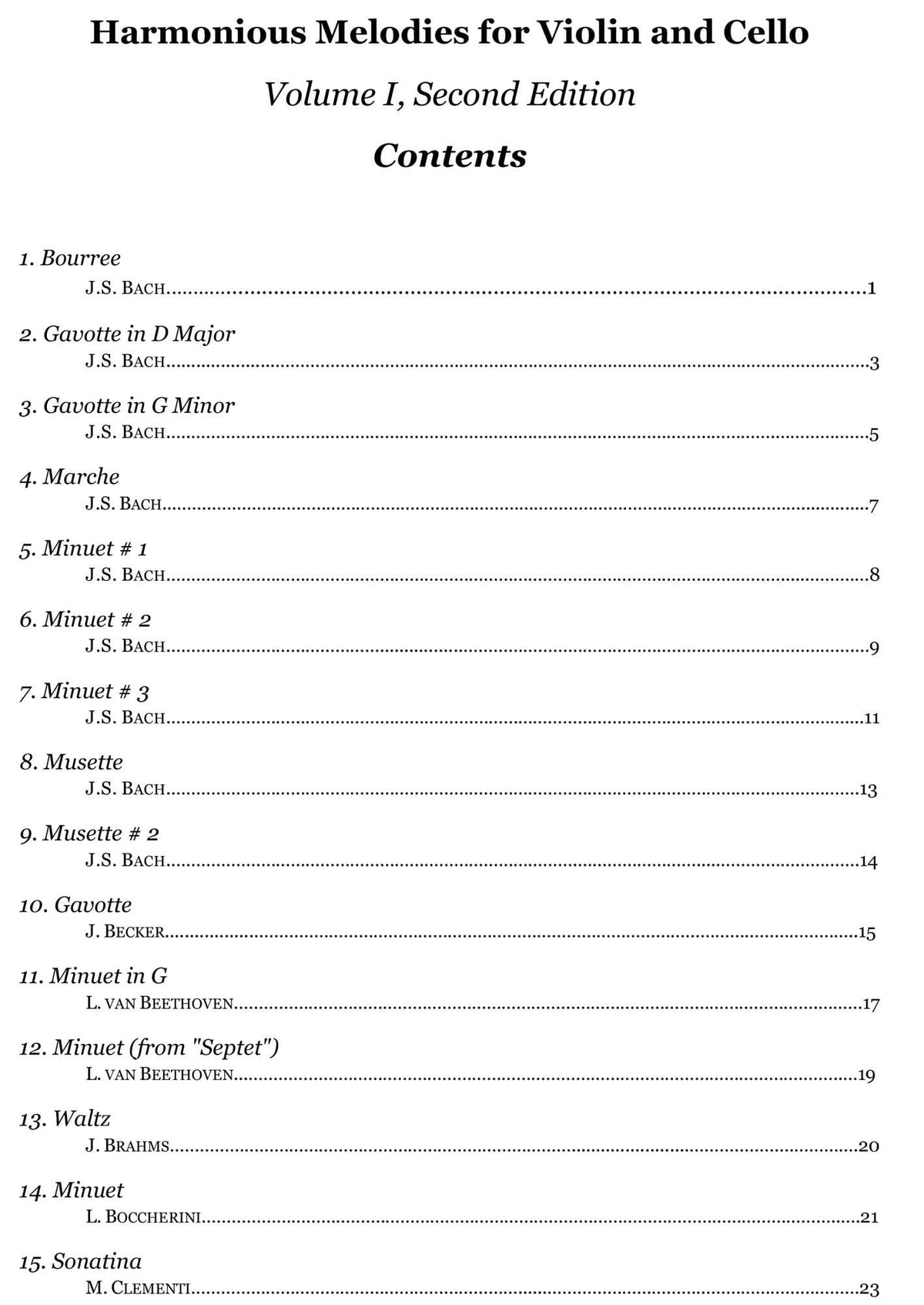 Yasuda, Martha - Harmonious Melodies For Violin and Cello, Volume I, 2nd Edition - Digital Download