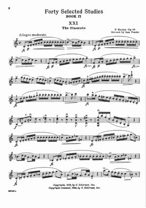 Mazas, JF - 40 Selected Studies, Op 36 Book 2 - Violin - edited by Franko - Schirmer