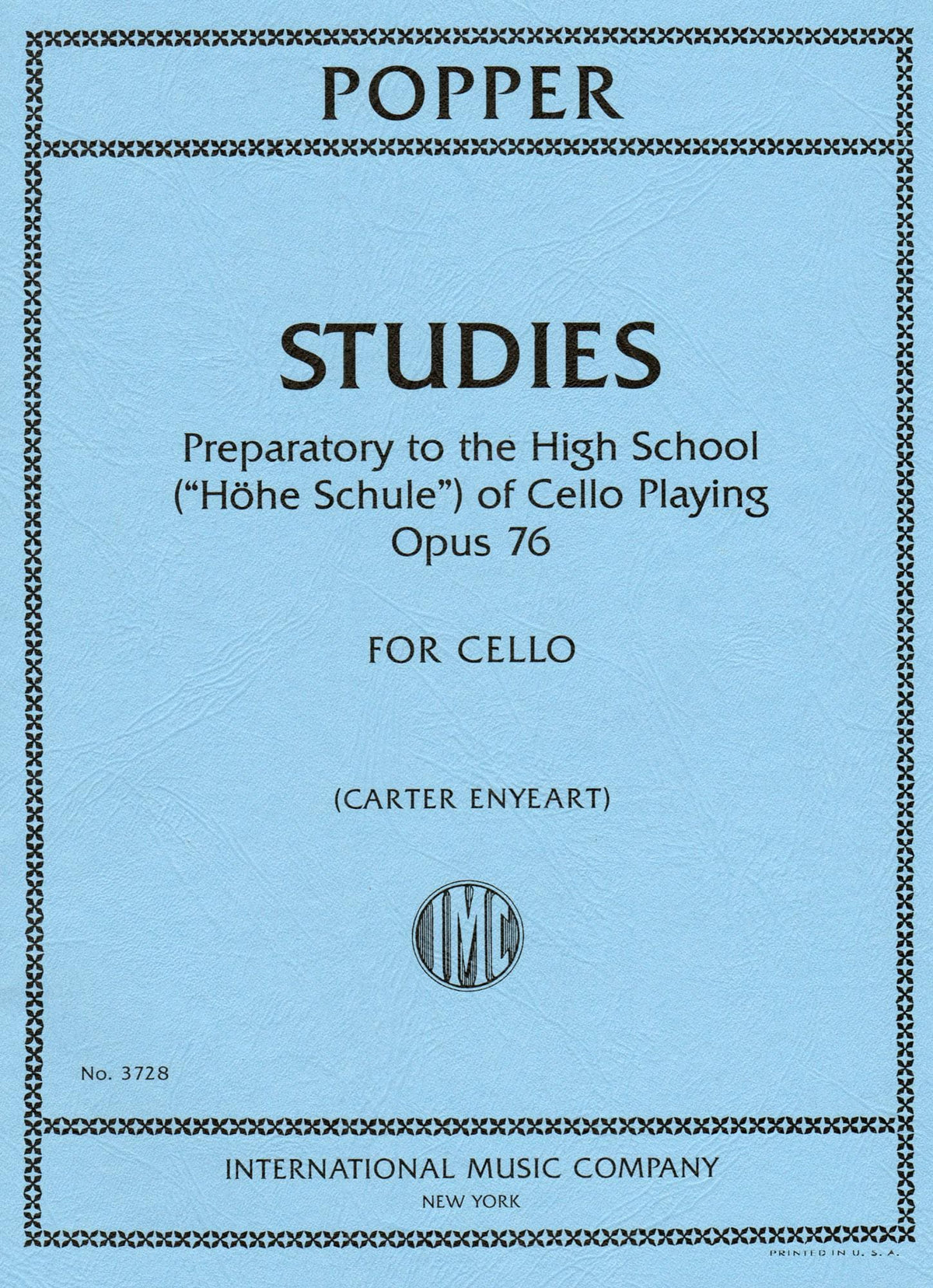 Popper, David - Studies Op 76 For Cello Published by International Music Company