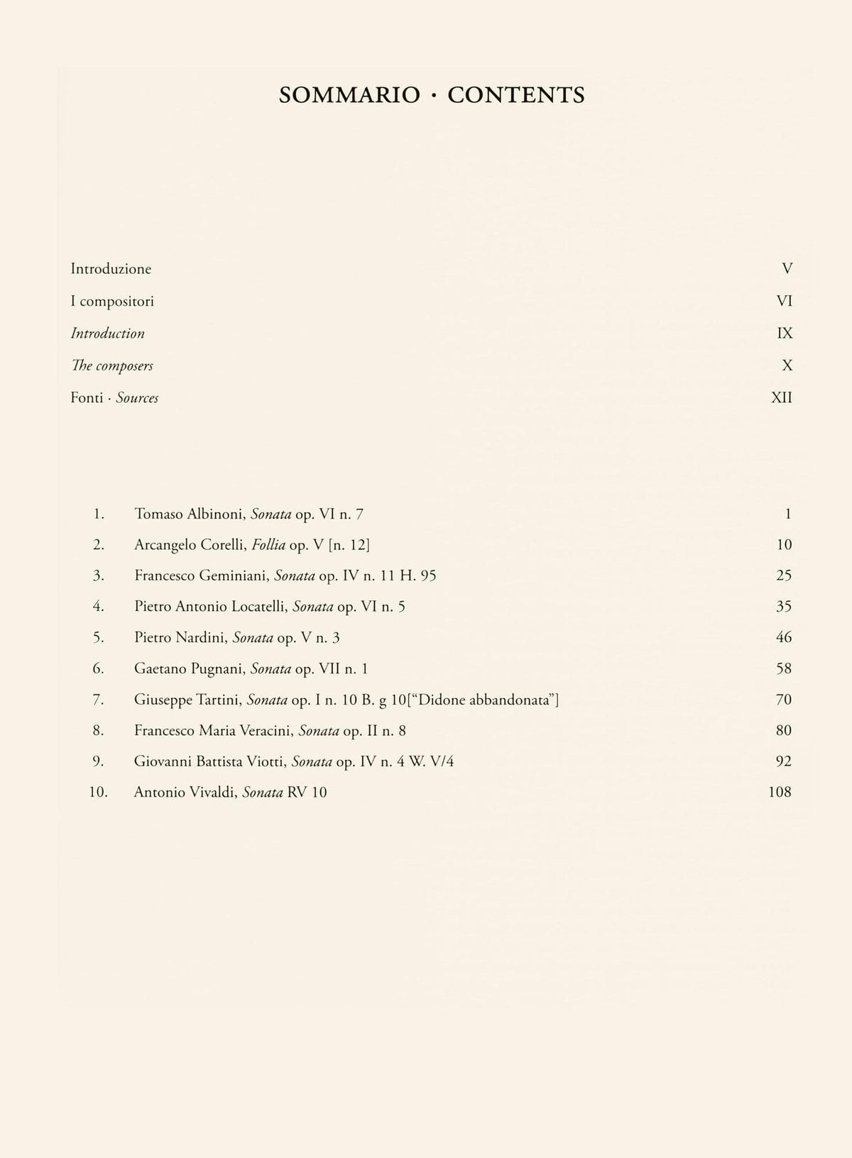 10 Italian Sonatas - for Violin and Continuo - edited by Cesare Fertonani - Ricordi