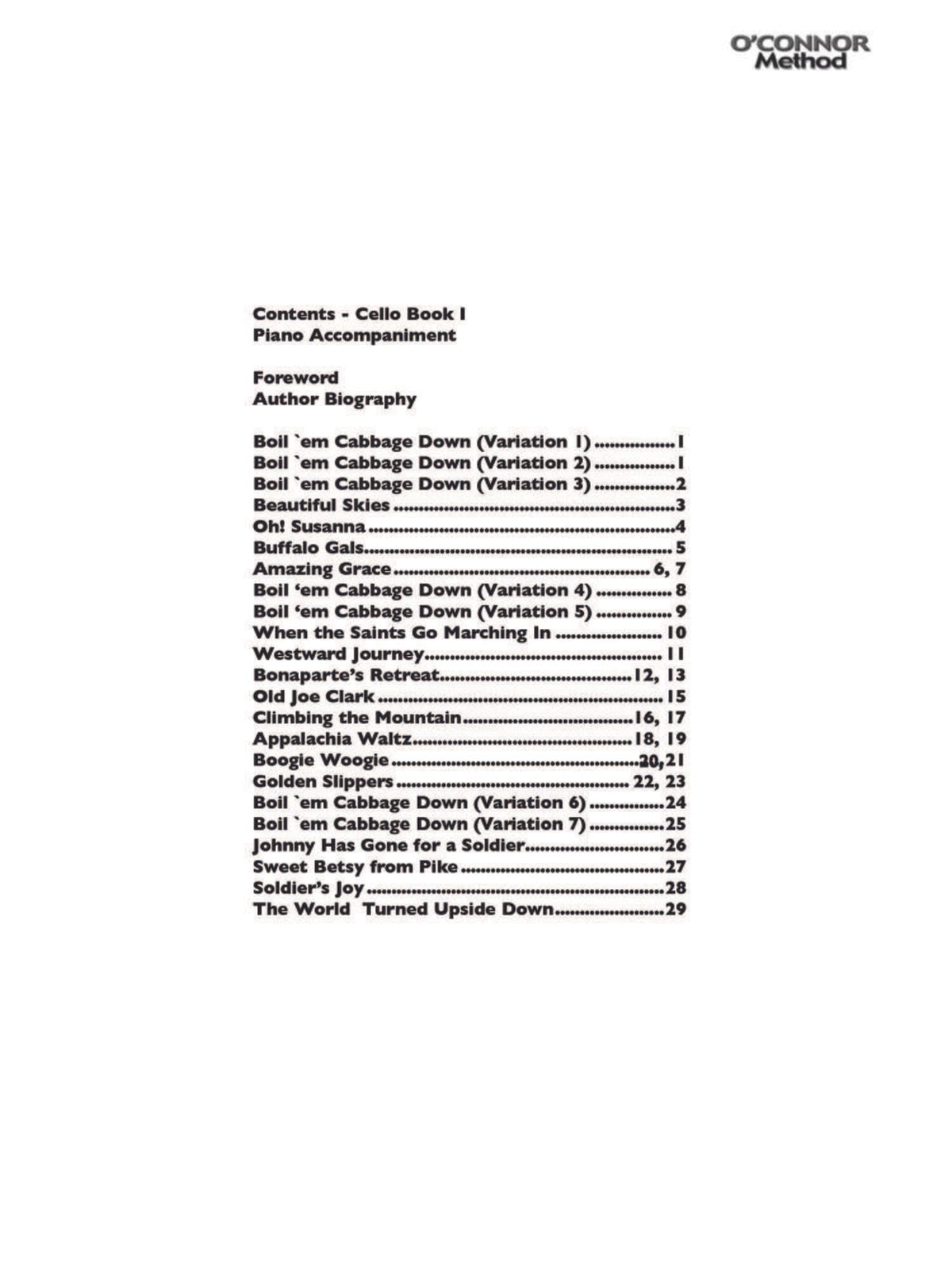 O'Connor Cello Method Book I - Piano Accompaniment - Digital Download