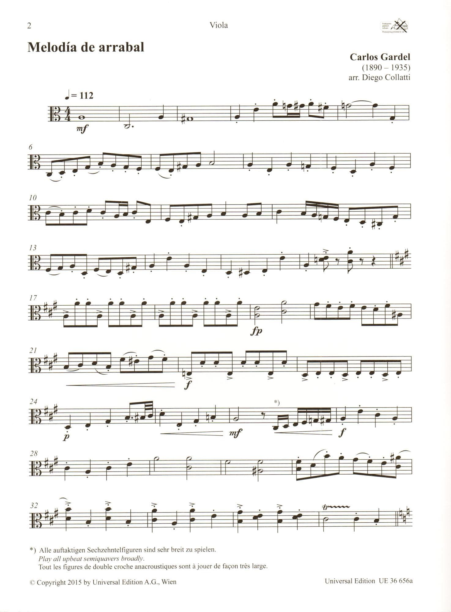 Carlos Gardel - Tango Duets - for Violin and Cello (or Viola) - arranged by Diego Collatti - Universal Edition